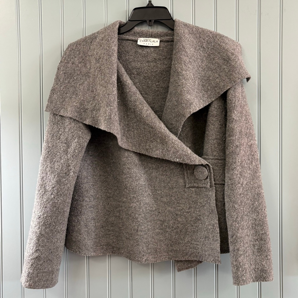 Women's EVARALALA PARIS Gray Wool Cape Jacket Size L